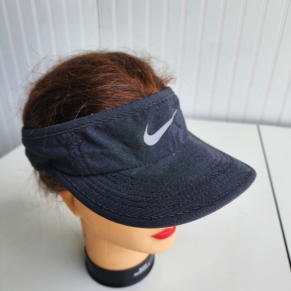 Nike Dri-Fit AW84 Running Visor - Black Strap Back Hat - One Size - Picture 1 of 8
